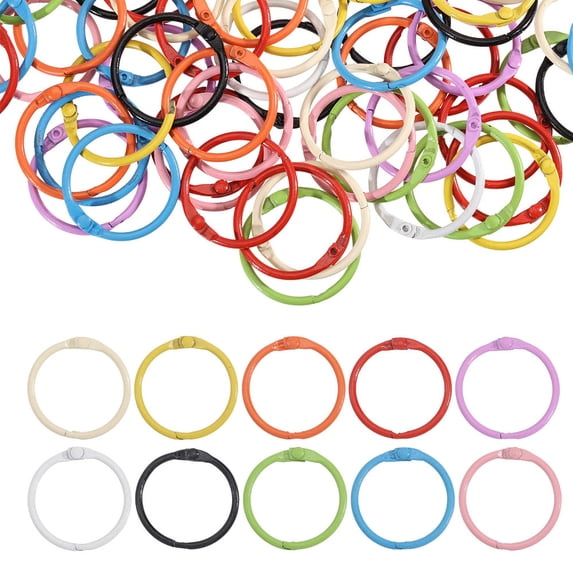 Paint Color Rings 150Pcs 10 Colors Baking Paint Iron Loose Leaf Book Binder Hinged Rings ...