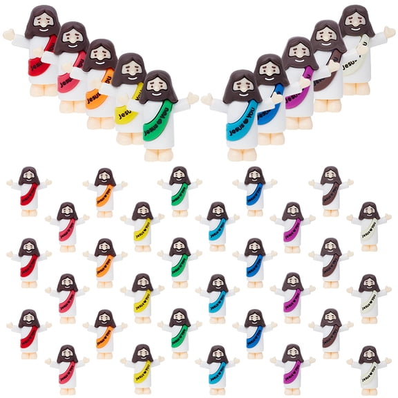150Pcs 10 Colors Easter PVC Plastic Jesus Display Decoration for Home Office Decorations Reiki Energy Gift for Healing Mixed Color 34.5x31.5x13.5mm