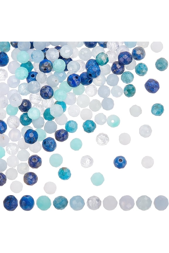 150Pcs 10 Colors Faceted Natural Gemstone Beads 4mm Round Faceted Gemstone Stone Loose Beads Opaque Rondelle Stone Spacer for DIY Crafts Necklace Bracelet Earring Jewelry Making