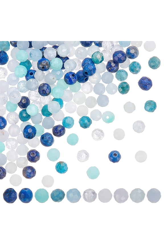 150Pcs 10 Colors Faceted Natural Gemstone Beads 4mm Round Faceted Gemstone Stone Loose Beads Opaque Rondelle Stone Spacer