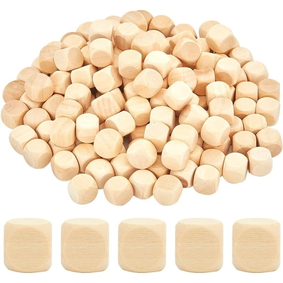 150Pcs 12mm/0.47inch Blank Wooden Dice Unfinished Wooden Cube 6 Sides Round Corner Small Square Block Board Game Party Supplies for Graffiti Printing Engraving DIY Crafts Supplies diy