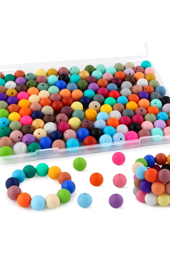 Silicone Beads 150Pcs, 15mm Mix Color Bulk Beads, for Keychain, Pens, Bracelet Making, DIY Crafts, Multicolor