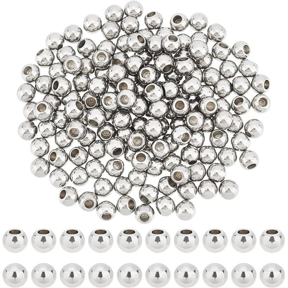 150Pcs 202 Stainless Steel Cord End Caps Memory Wire End Caps Round Stainless Steel Color 5x2mm Hole: 2mm