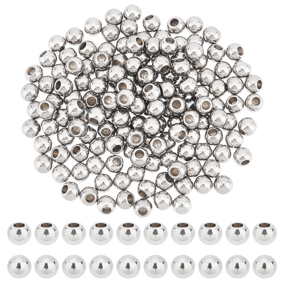 150Pcs 202 Stainless Steel Cord End Caps Memory Wire End Caps Round Stainless Steel Color 5x5mm Hole: 2mm