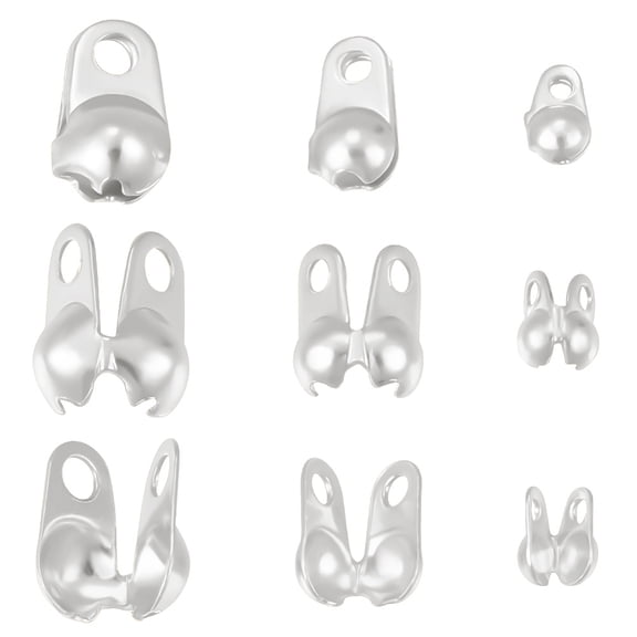 150Pcs 3 Bags Brass Bead Tips Calotte Ends Clamshell Knot Cover Silver 4~7.5x2.5~4.5x1.5~3.5mm Hole: 0.8mm and 0.7~1.25mm Inner Diameter: 1.2~3.3mm