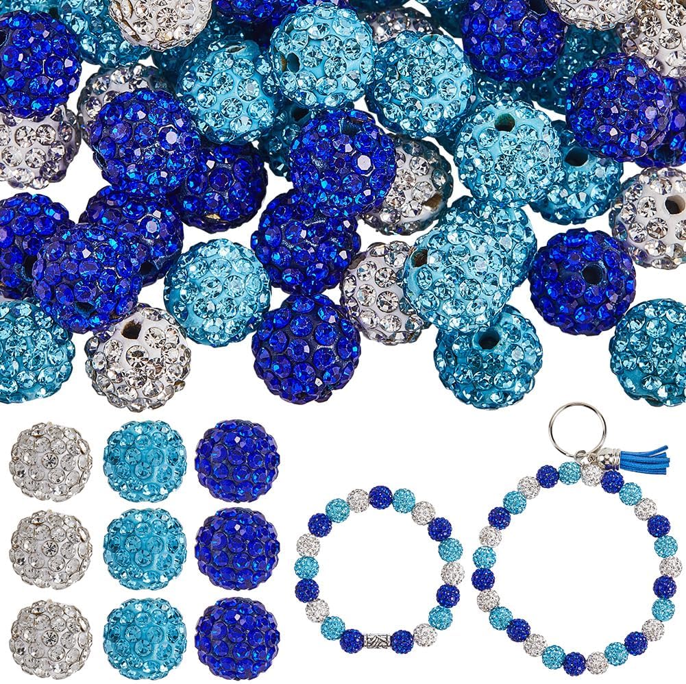 NBEADS 100 Perline A Sfera Disco Con Strass, 10 Mm, In Argilla Polimerica E Vetro, Per Bracciali Shamballa E Collane Fai-da-te