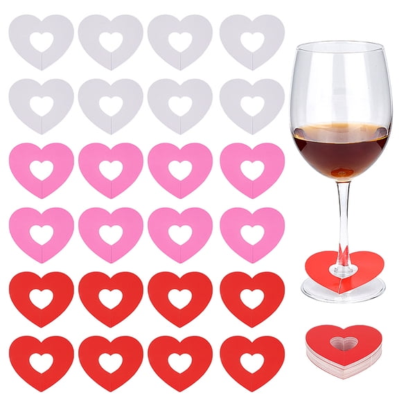 150Pcs 3 Colors Paper Wine Glass Charms Blank Goblet Marker Mixed Color 62x70x0.3mm Inner Diameter: 20x25mm inner diameter 50pcs/color
