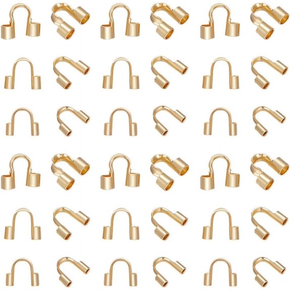 150Pcs 3 Size 304 Surgical Stainless Steel Wire Guard Thread Protector Loop U-Shape Cable Protector Golden Wire Guardian and Protectors for DIY Bracelet Jewelry Making for making