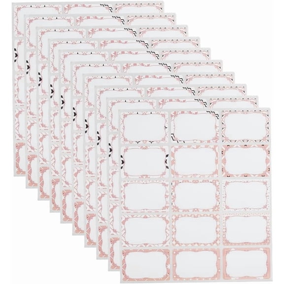 150Pcs 3 x 2 Inch Colorful Name Tag Stickers Rectangle Name Stickers PVC Self Adhesive Pink Mixed Border Frame Sticky Tags Labels Sheets