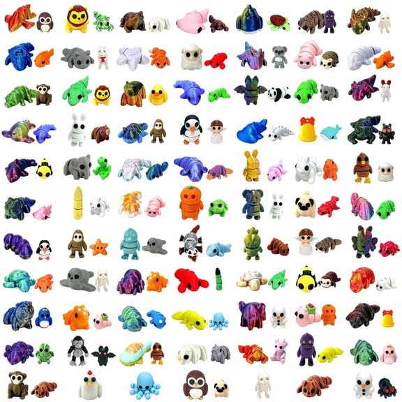 150Pcs 3D Printed Animals Mystery Pack Articulated Figurines Gifts