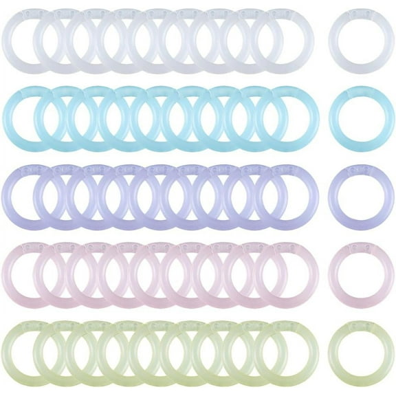 150Pcs 5 Colors Binder Rings 0.57 Inch Plastic Loose Leaf Binder Rings Multi-Color Flexible Book Key Rings Document Stack Home Scrapbook Notebook Keychain Stainless Steel Color