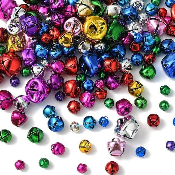 150Pcs 5 Styles Iron Bell Charms for Jewelry Making Mixed Color 6~15mm