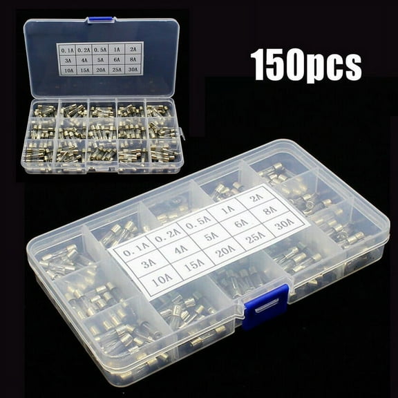 150Pcs 5X20Mm Fast-Acting Glass Tube Fuse Assorted Kit Fast-Blow Fuses 0.1A-30A