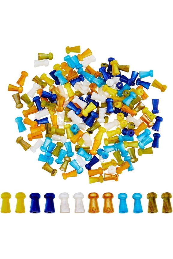 150Pcs 6 Colors Mushroom Shell Beads Mushroom Spacer Loose Beads Charms Christmas Mushroom Ornament Natural Freshwater Shell Beads for Jewelry Making Home Decors Hole: 0.9mm for DIY