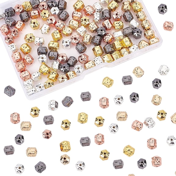 150Pcs 8mm Electroplated Natural Lava Beads Strand Bumpy Rock Round Stone Bead Energy Beads for Bracelets Jewelry Making Supplies - 5 Colors for DIY