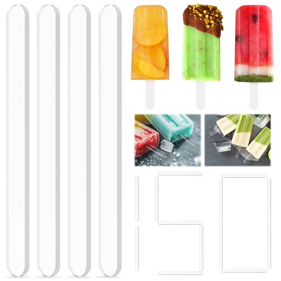 150Pcs Acrylic Cakesicle Stick 4.5 Inch Reusable Transparent Mirror Ice Cream Stick Cake Pop Mold for DIY Ice Cream Popsicle
