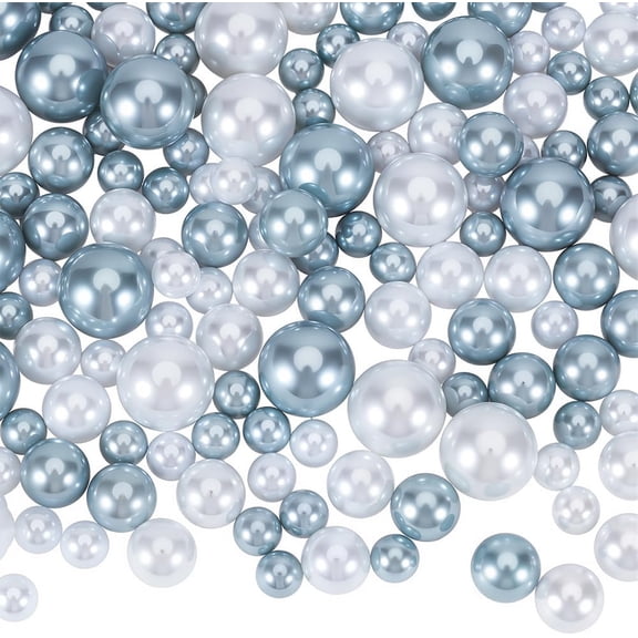 150Pcs Artificial Pearl Beads Vase Filler Pearls Bulk 10mm 14mm 20mm Round Plastic White Silver Gray No Hole Makeup Brush Beads for DIY Crafts Table Scatter Centerpieces Wedding Home Decor
