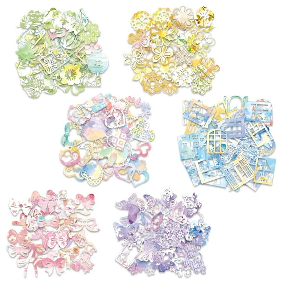 150Pcs Artistic Hollow-Cut Scrapbook Papers, Vintage-Style Decorate Cardstock, DIY Colored Paper Kits, Junk Scrapbook Journaling Craft Supplies for Adults