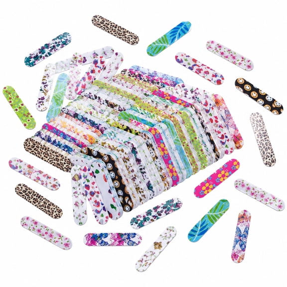 150Pcs Assorted Mini Nail Files Bulk, Double Sided Emery Boards with Mixed Printed Designs, Portable Fingernail Files for Nail Salon Supplies, Manicure Party Favors, Travel Grooming Accessories