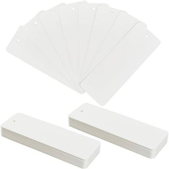 150Pcs Blank White Book Marks Cardstock Bookmarks Bulk Rectangle Blank Paper Gift Tags with Holes Kraftpaper Bookmarks Drawing Hanging Labels Party Decor DIY Art Crafts Projects White 1set