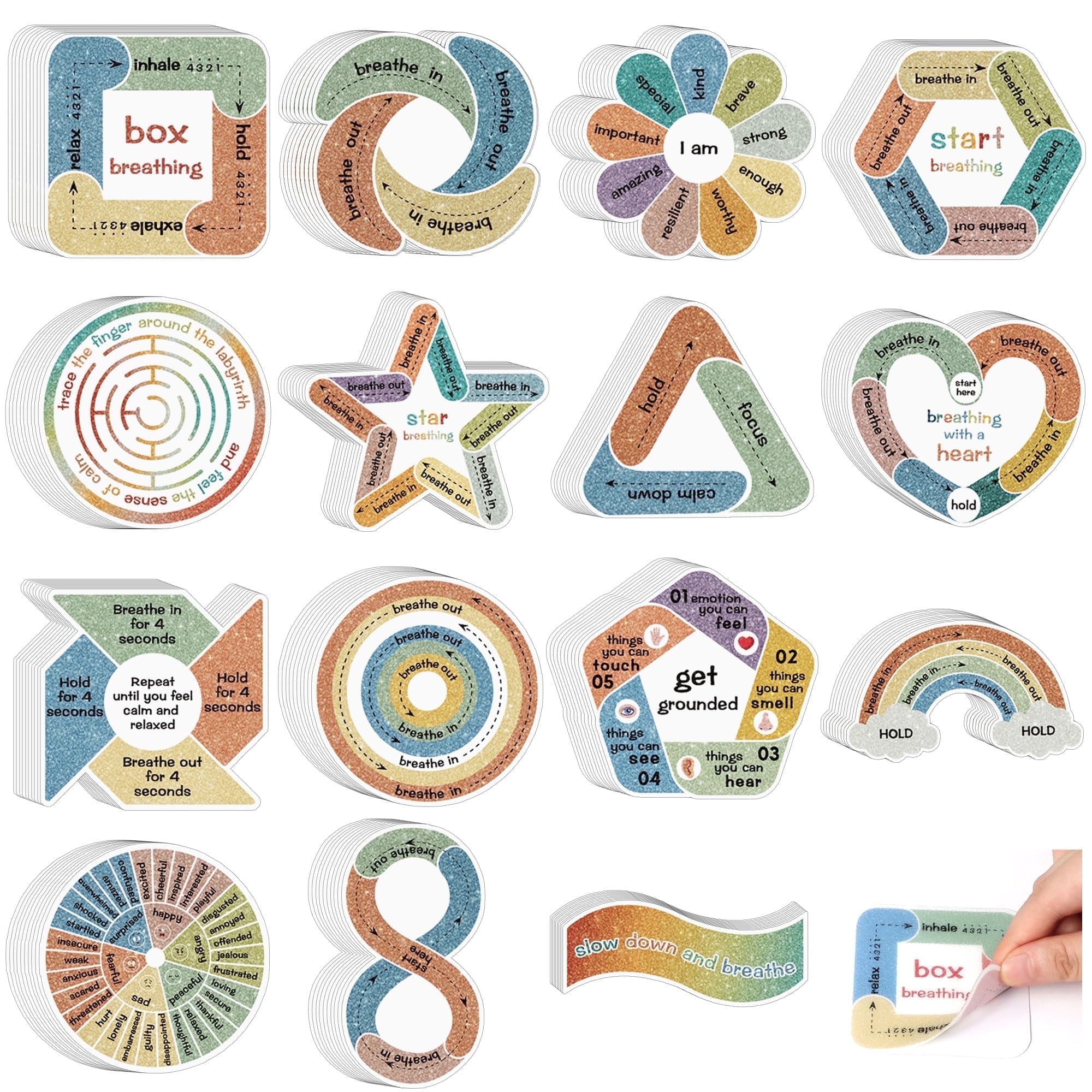 Neasyth 150 Pcs Anxiety Sensory Stickers Calm Strips, Adhesive Textured Fidget School Office Supplies