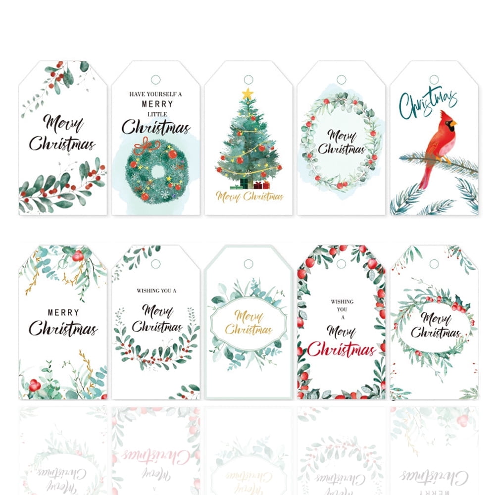 Gift Tag Rope 150Pcs Christmas Paper Gift Tags, Red Berrires Paper Tags, Merry ...