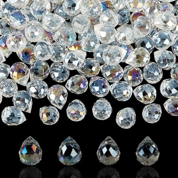 150Pcs Clear Teardrop Glass Beads 8mm Top Drilled Drop Spacer Beads Water Drop Faceted Beads Smooth Seed Bead for Bracelets Necklace Earring DIY Jewelry Making Craft Clear