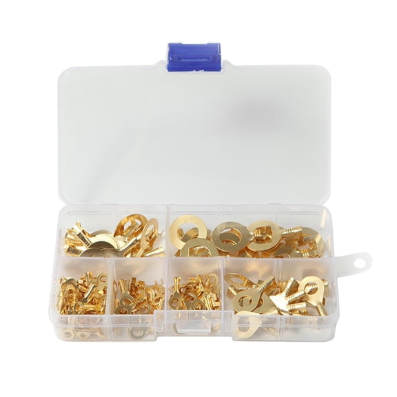 150Pcs Copper Plated Steel Wire Connectors Electric Wire Connectors Rings End Terminals Rings Crimp Cable Terminals