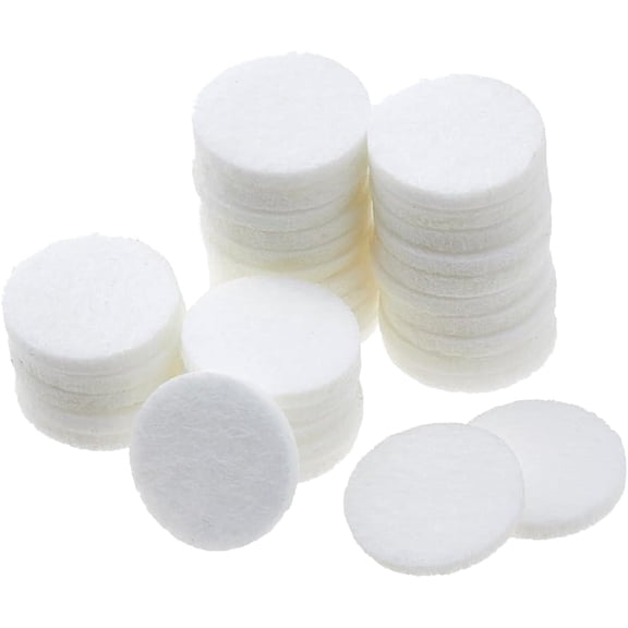 150Pcs Fibre Perfume Pads Essential Oils Diffuser Pads Aromatherapy Locket Pads Aromatherapy Pads Flat Round Replaceable Felt Pads (White) for Column Diffuser Pendant 22.5x3mm White