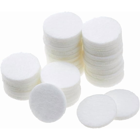 150Pcs Fibre Perfume Pads Essential Oils Diffuser Pads Aromatherapy Locket Pads Aromatherapy Pads Flat Round Replaceable Felt Pads (White) for Column Diffuser Pendant 22.5x3mm