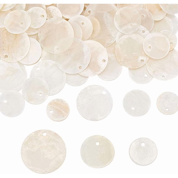 150Pcs Flat Round Shell Charms 3 Size Coin Disc Pendants 12/15/20mm Bulk Charms Beads