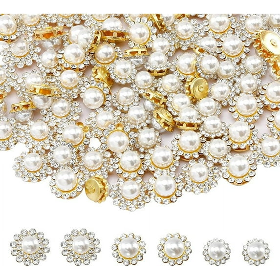 150Pcs Flower Claw Cup Rhinestones Flower Sew on Rhinestone Flatback Buttons Jewelry Flower Crystal Accessory for Jewelry Making