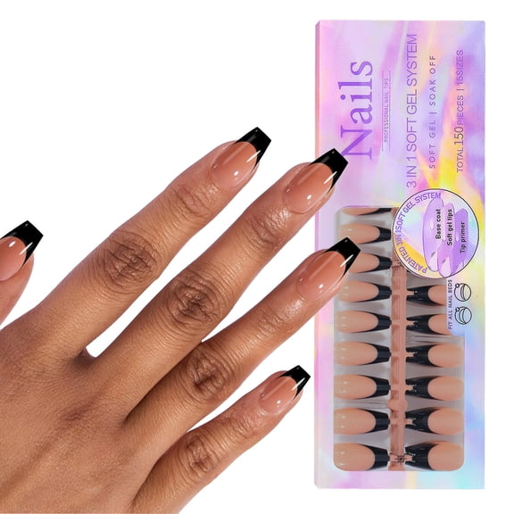 150Pcs Gel False Tips 3 in 1 Pre-Colored French Nails Fake Nails 14 Sizes for Extensions
