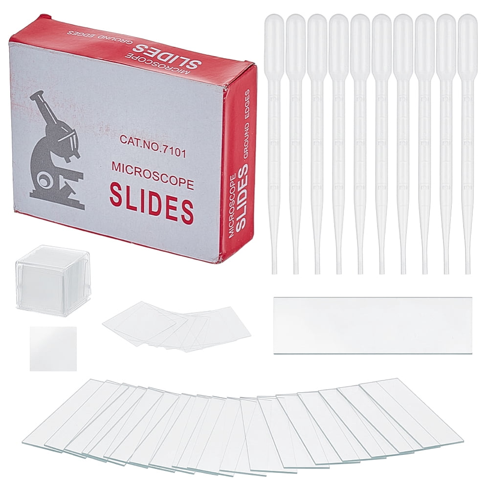 150Pcs Glass Microscope Slide with Storage Box and 10Pcs 3ML Disposable ...