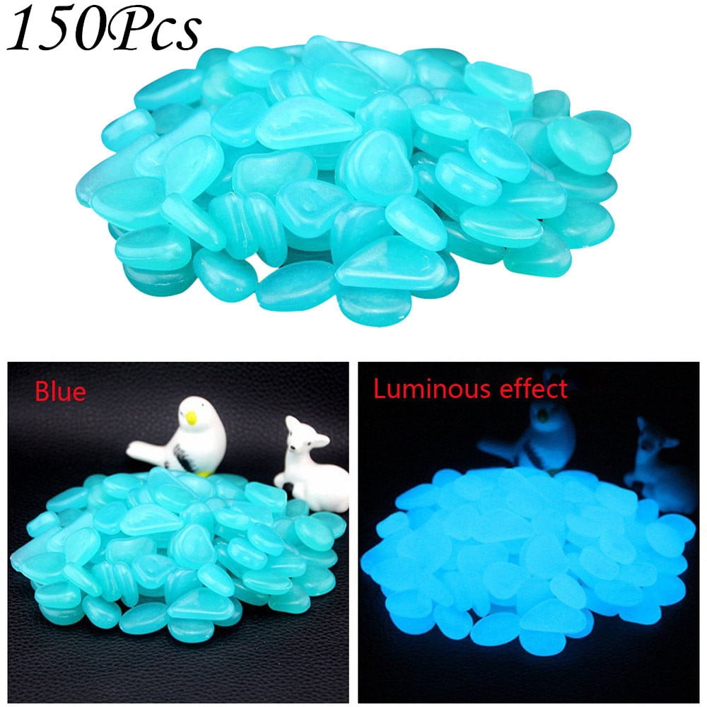 150Pcs Glow in Dark Pebbles Stone Home Garden Walkway Aquarium Fish