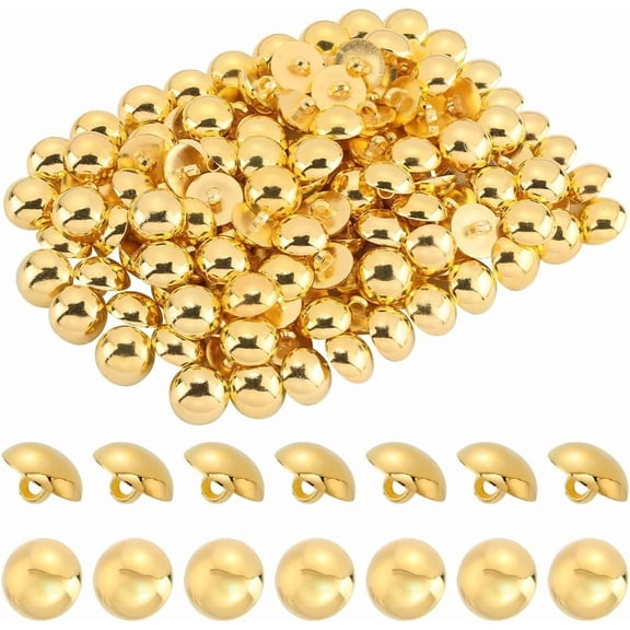 150Pcs Golden Shank Mushroom Domed Buttons 1 Hole Plating Acrylic Metal Button Half Round Buttons Vintage Mushroom Buttons for Sewing Making Suit Woolen Coat Shirt Trousers Crafts Supply for diy