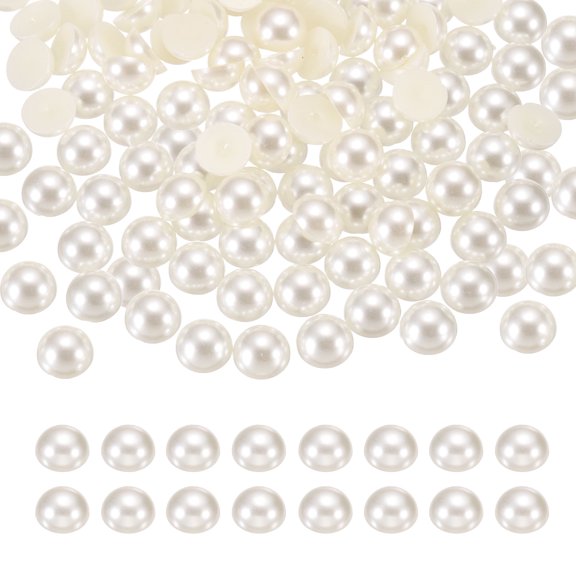 150Pcs Half Pearl, 14mm Plastic Half Flatback Imitation Pearls Cabochon for DIY Crafts Clothing (Beighe)