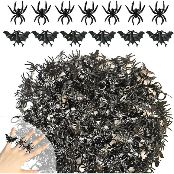 150Pcs Halloween Spider Bat Plastic Rings Bulk, Halloween Rings Bulk For Halloween Party Favors, Halloween Party Decoration