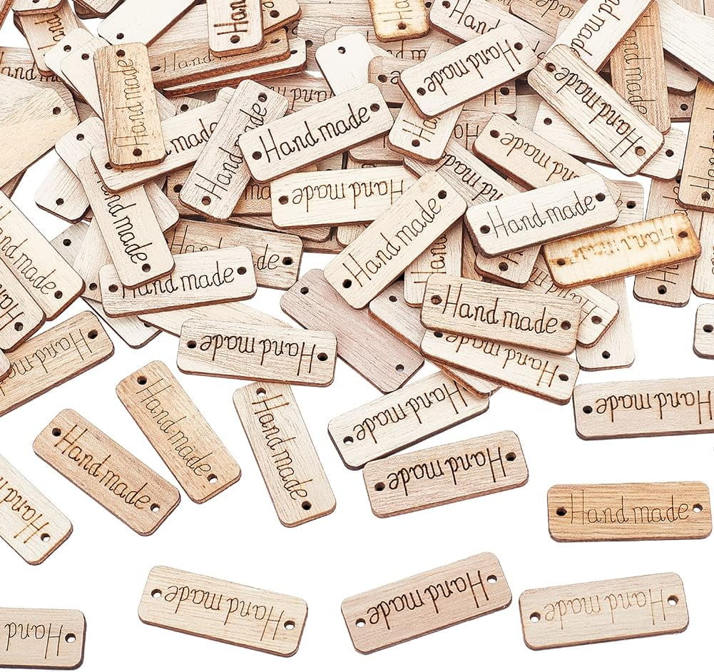 150Pcs Handmade Wood Tags Natural Rectangle Wood Labels Carved with ...