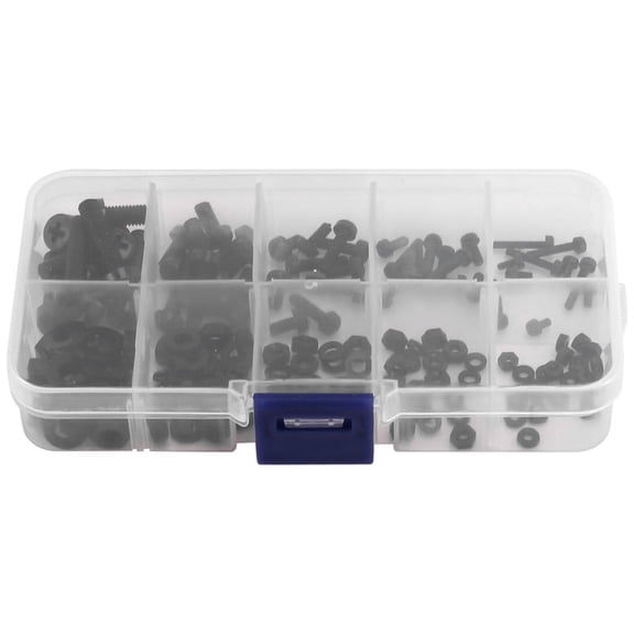 150Pcs M2 M2.5 M3 M5 Nylon Hex Screw Bolt Nut Standoff Spacer Assortment Kit Black