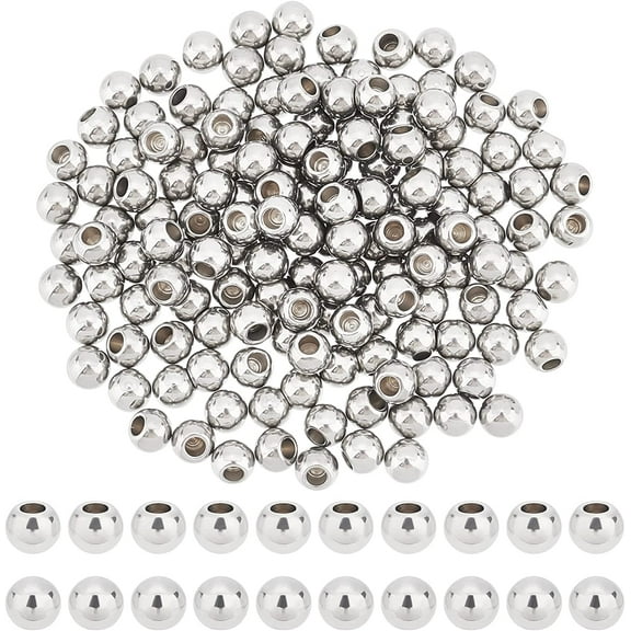 150Pcs Memory Wire End Caps Stainless Steel Cord End Caps Round Half Drilled Beads Ball Shape Cord Terminators