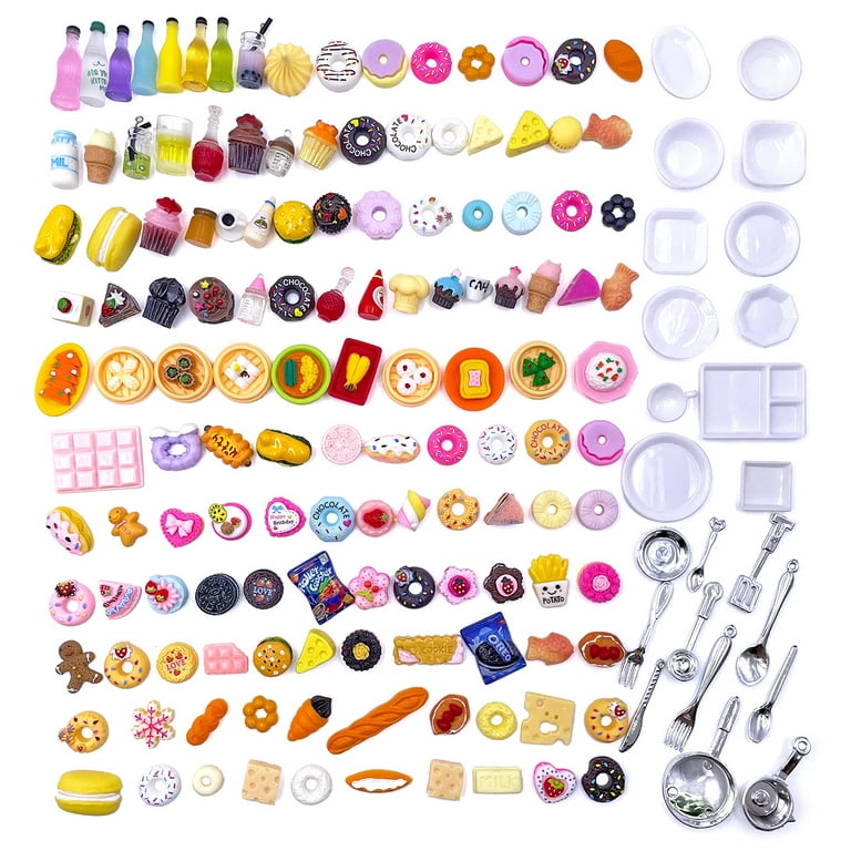 150Pcs Miniature Food Drink Bottles Adults Dollhouse Soda Pop Cans Pretend  Play Kitchen Cooking Game Party Accessories Toys Hamburger Cake Ice Cream  Pizza Bread Tableware Doll House Landscap 