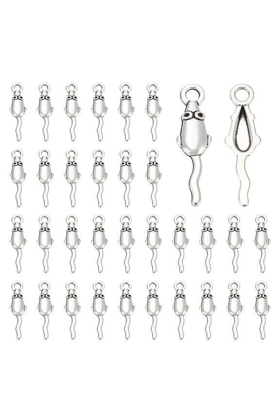 150Pcs Mouse Charms Tibetan Style Zinc Alloy Mouse Pendant Silver Cute Tiny Rat Charms Animal Pendant Charm DIY Accessories