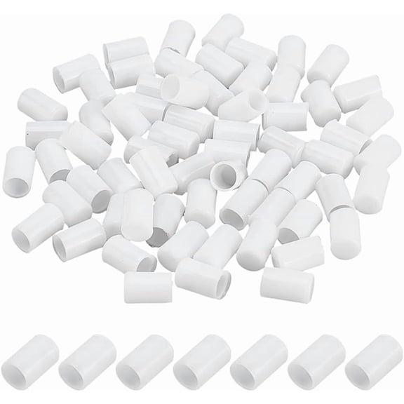 150Pcs PVC Hook Hanger Tube Cap White 16mm Inner Diameter: 7.5mm Craft
