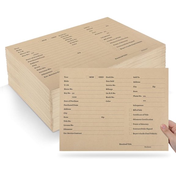 150Pcs Printed Vehicle Deal Envelopes Vehicle Dealer Jackets Brown Envelope 9x12In Yellow Deal Jacket Car Record Envelopes File Jacket for Car Subscribe Order Dealership Operations Accessory