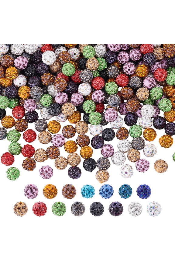150Pcs Rhinestone Beads 15 Colors Pave Disco Ball Clay Beads Bling Fancy Sparkle Loose Spacer Charm