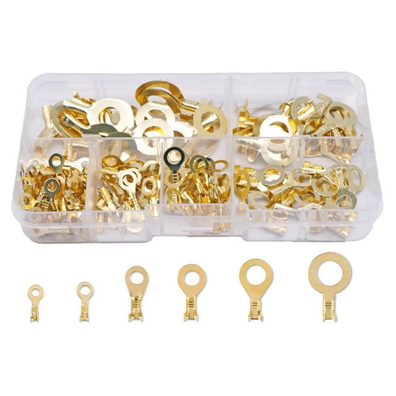150Pcs None Insulated RingsTerminals Electric Wire Connectors Rings End Terminals O-Type Rings Lugs Crimp Cable Terminals