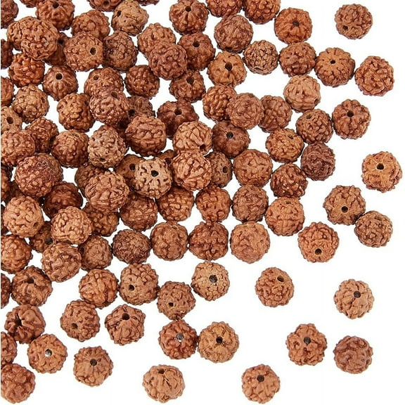 150Pcs Rudraksha Beads Meditation Prayer Beads Round Loose Energy Beads 6mm Bodhi Beads Natural Wood Beads DIY Bracelet Jewelry Making DIY Sienna