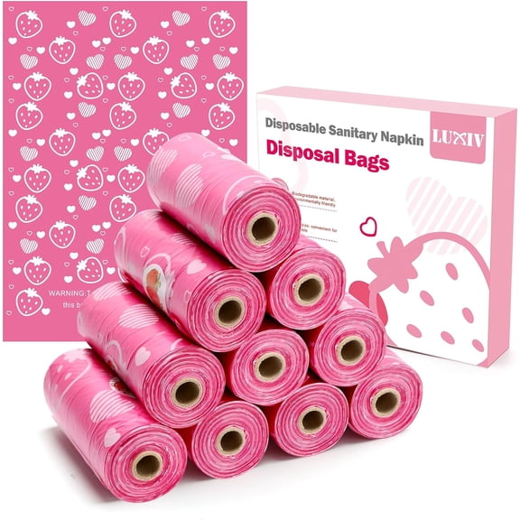150Pcs Sanitary Napkin Disposal Bags, Pink Disposable Sanitary Bag Personal Care Disposal for Tampons Trash Bag, Disposable Mini Bags for Women Privacy Handling Bag Diaper Sack