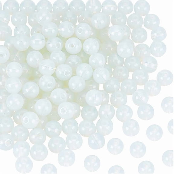 150Pcs Small Opalite Beads Round Gemstone Beads 8mm Natural Opal Stone Beads White Ball Loose Beads Smooth Energy Beads Accessories for Jewelry Making Hole: 1mm White DIY